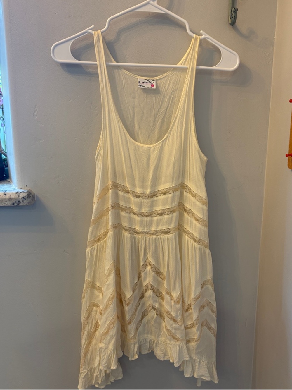 Free People Cream Lace-Trimmed Sleeveless Sundress